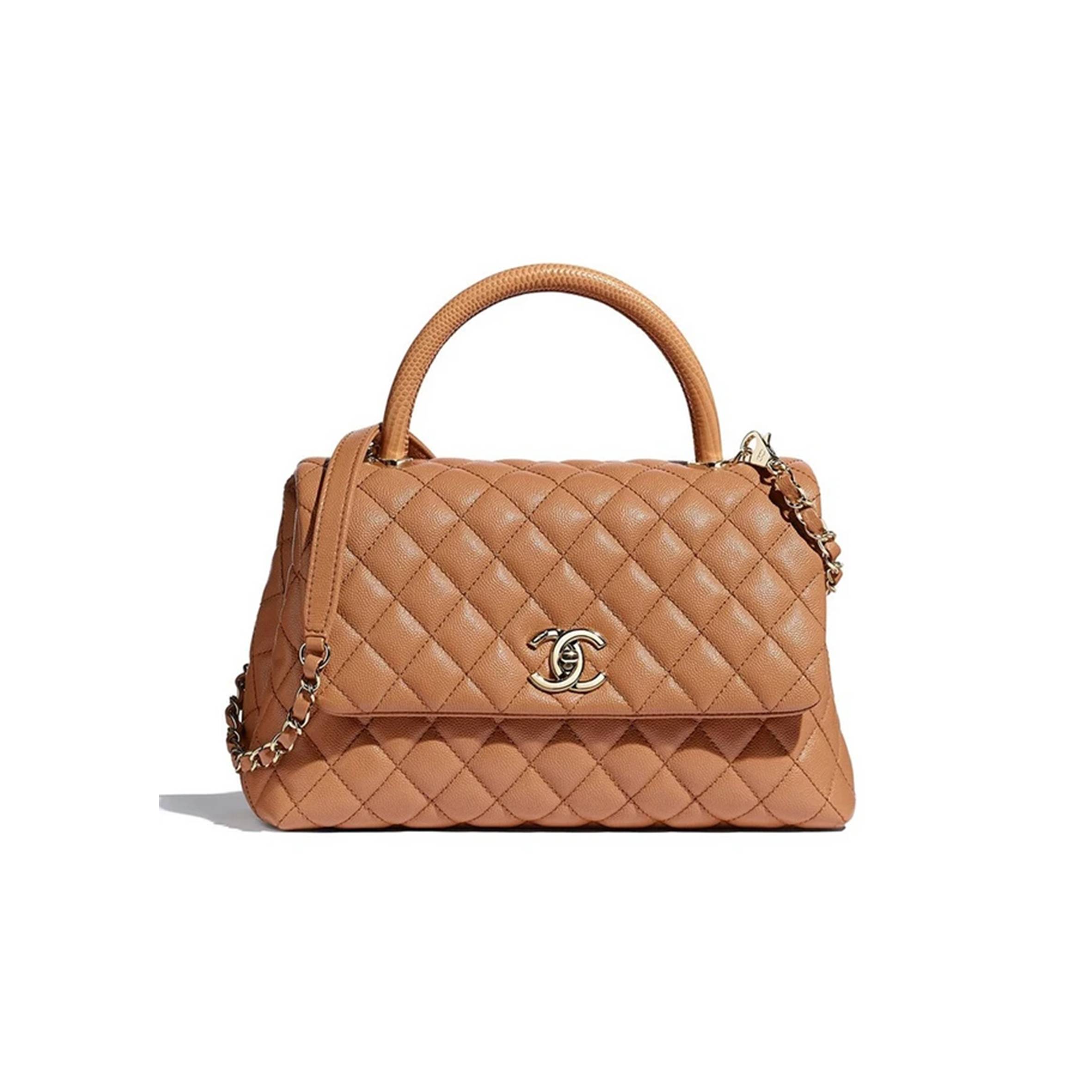 Ch*el flap bag with top handle gold hardware a92991 b05068 nb356 (29*12*18cm)